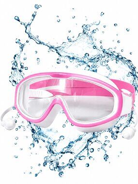 Scizor Pink Swim Goggles: Big Frame, Anti-Fog, UV Protect, No Leak, Silicone